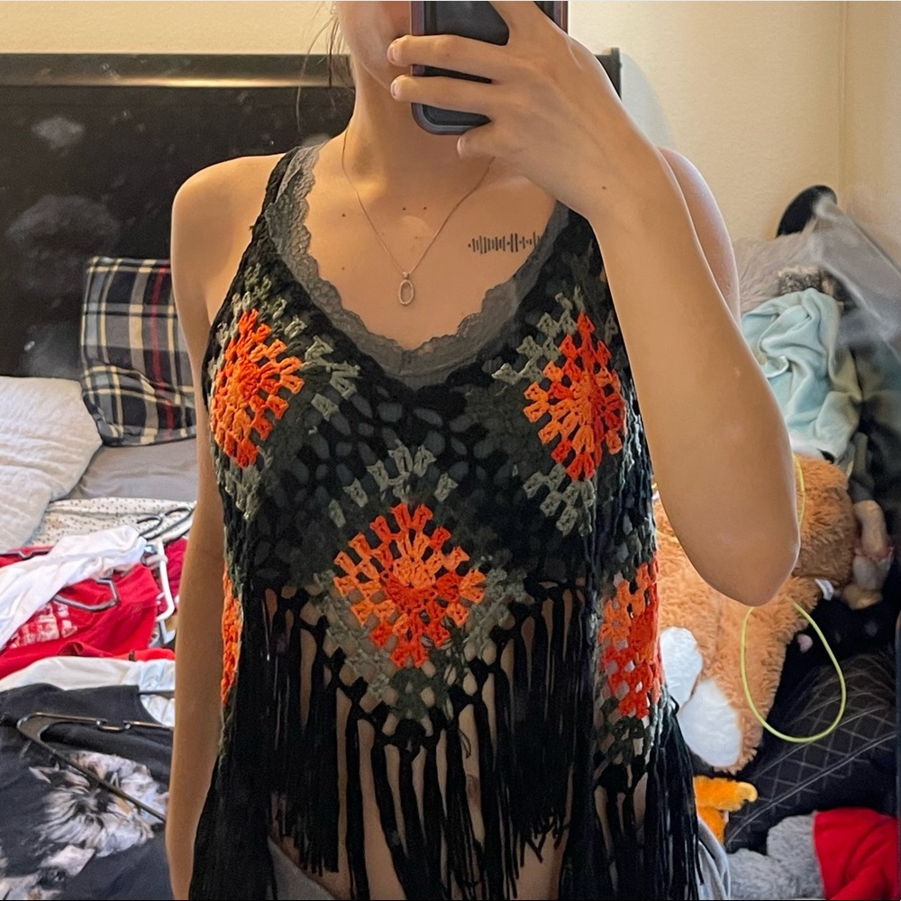Black Crochet Tank Top.